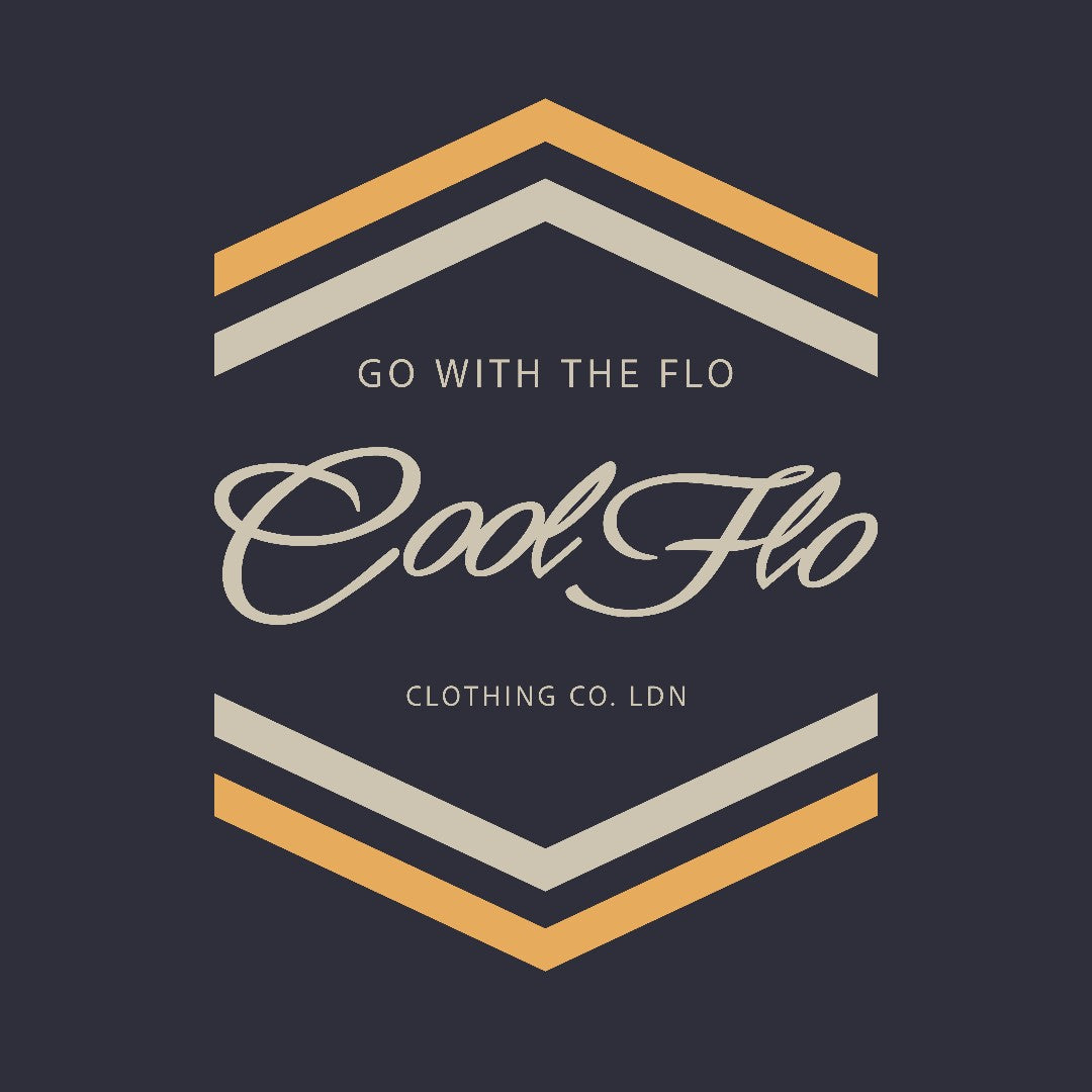 Cool Flo Chevron navy blue hoodie with cream and yellow chest print - rollover image