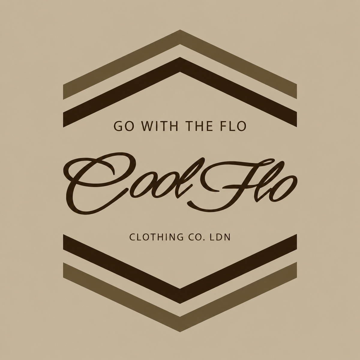Cool Flo 'Go With The Flo' stone t-shirt with two-tone brown chest print.- rollover image.