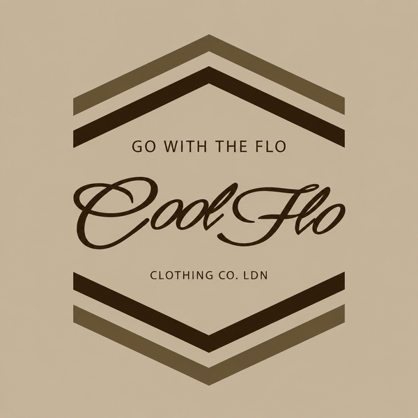 Cool Flo 'Go With The Flo' stone t-shirt with two-tone brown chest print.- rollover image.