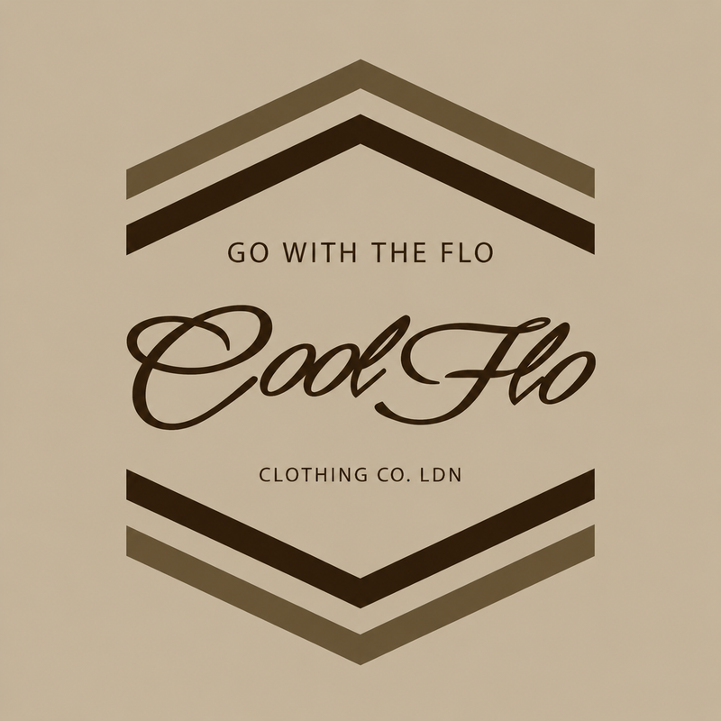 Cool Flo 'Go With The Flo' stone t-shirt with two-tone brown chest print.- rollover image.