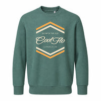 Cool Flo Chevron green sweatshirt with yellow and cream chest print