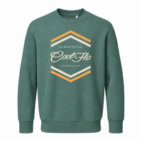 Cool Flo Chevron green sweatshirt with yellow and cream chest print