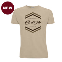 Cool Flo 'Chevron' stone t-shirt with two-tone brown chest print.