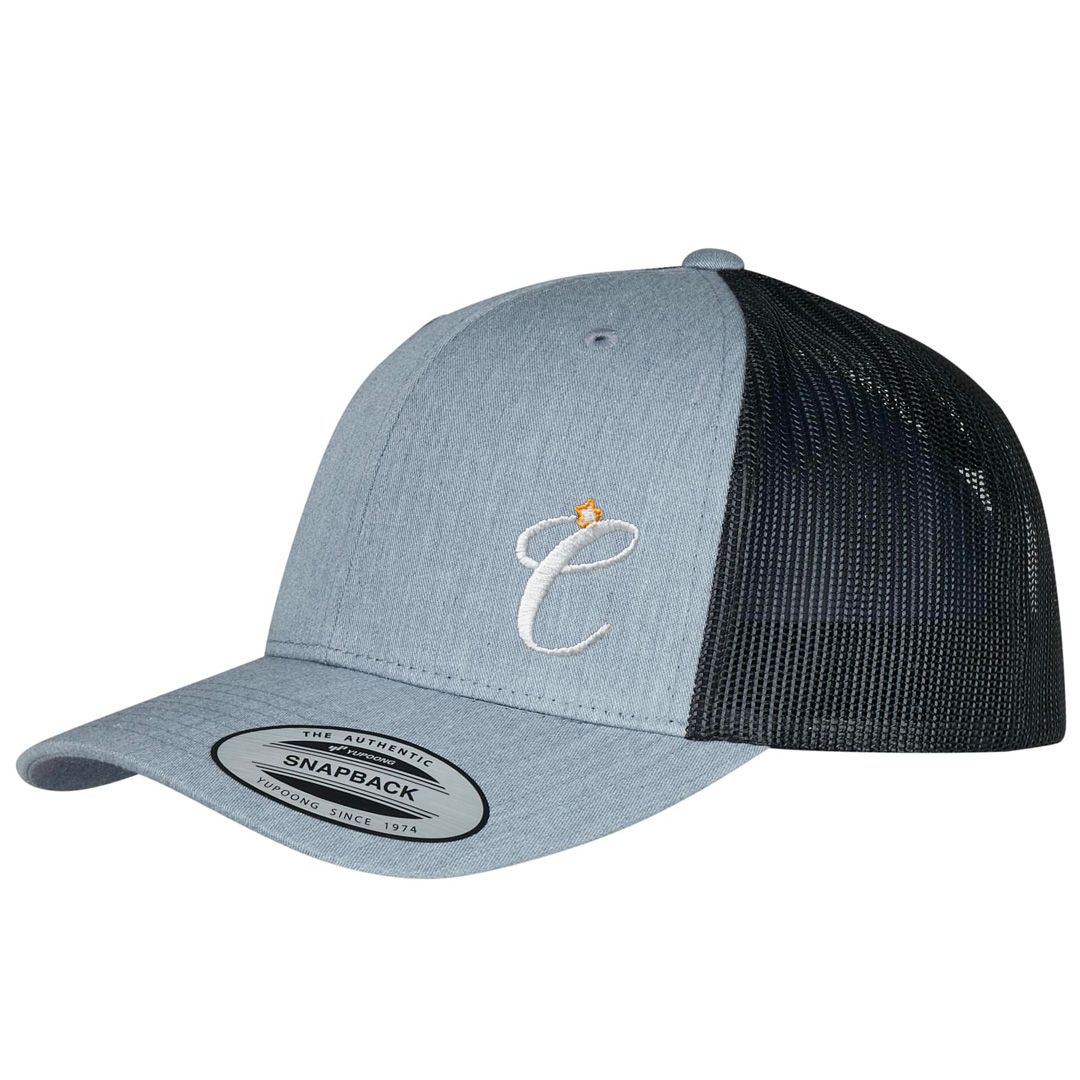 Clockwork Orange heather grey/black trucker cap with embroidered Clockwork Orange logo