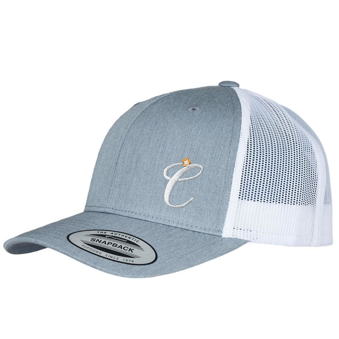 Clockwork Orange heather grey/white trucker cap with embroidered Clockwork Orange logo