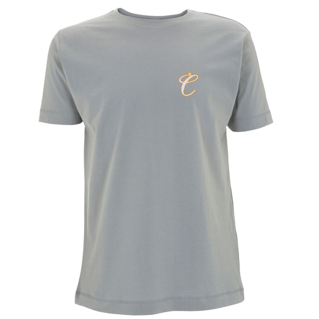 Grey t-shirt with embroidered Clockwork Orange logo