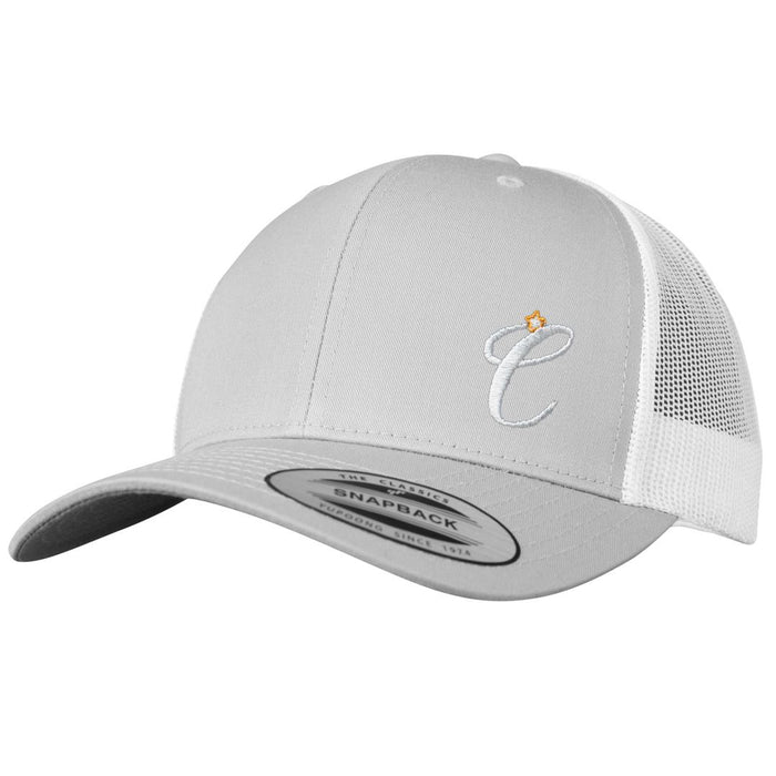 Clockwork Orange light grey/white trucker cap with embroidered Clockwork Orange logo