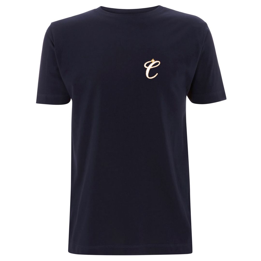 Navy t-shirt with embroidered Clockwork Orange logo