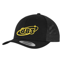 Centreforce Black Trucker Cap with yellow 883 Orbit  embroidered logo