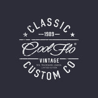 Cool Flo Classic Custom Co navy hoody with bold white print design - rollover image.