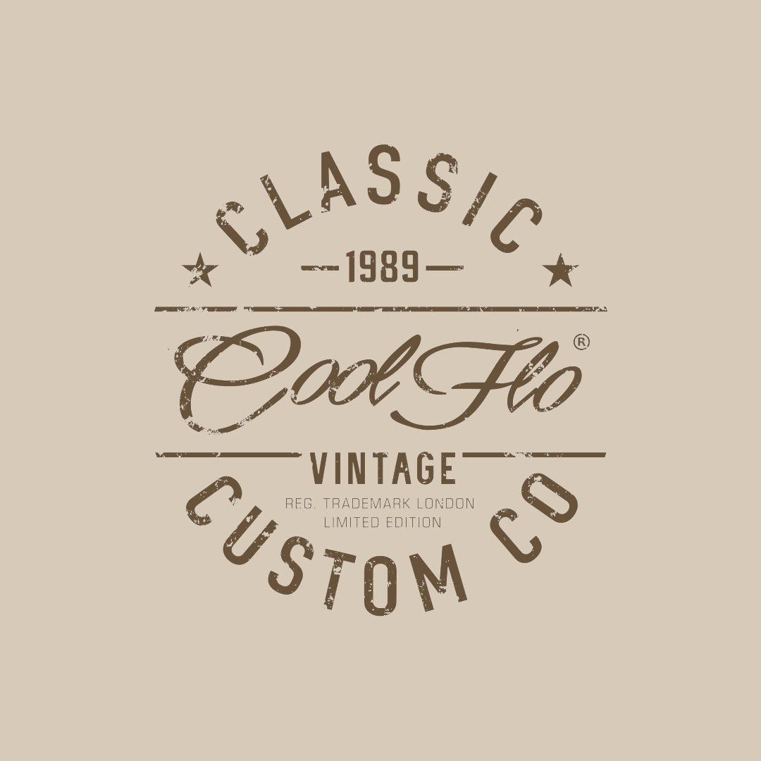 Cool Flo Classic Custom Co stone hoody with dark-brown print design - rollover image.