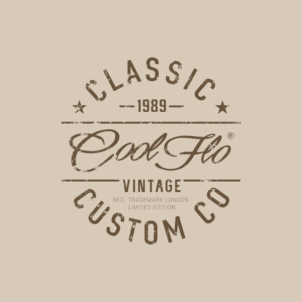 Cool Flo Classic Custom Co stone hoody with dark-brown print design - rollover image.