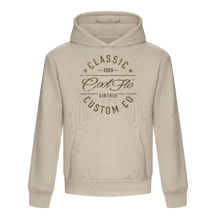 Cool Flo Classic Custom Co stone hoody with dark-brown print design