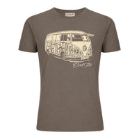 Cool Flo Carter Brothers Bus T-shirt in mocha featuring a cream vintage camper graphic on the front.