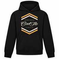 Cool Flo Chevron black hoodie with cream and yellow chest print