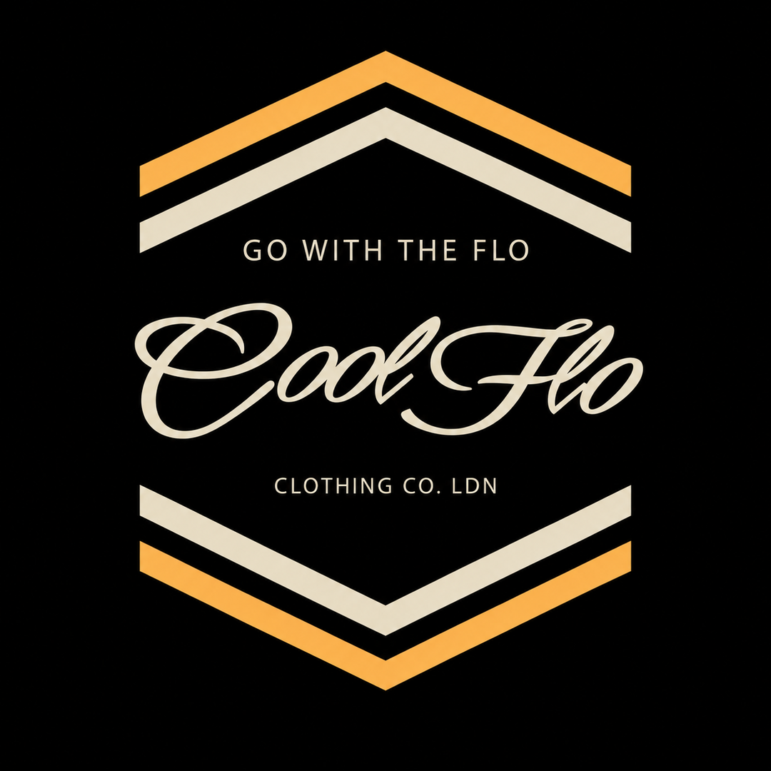Cool Flo Chevron black hoodie with cream and yellow chest print - rollover image