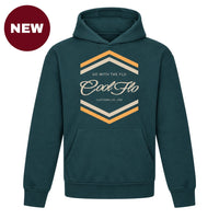 'NEW' Cool Flo Chevron teal hoodie with cream and yellow chest print