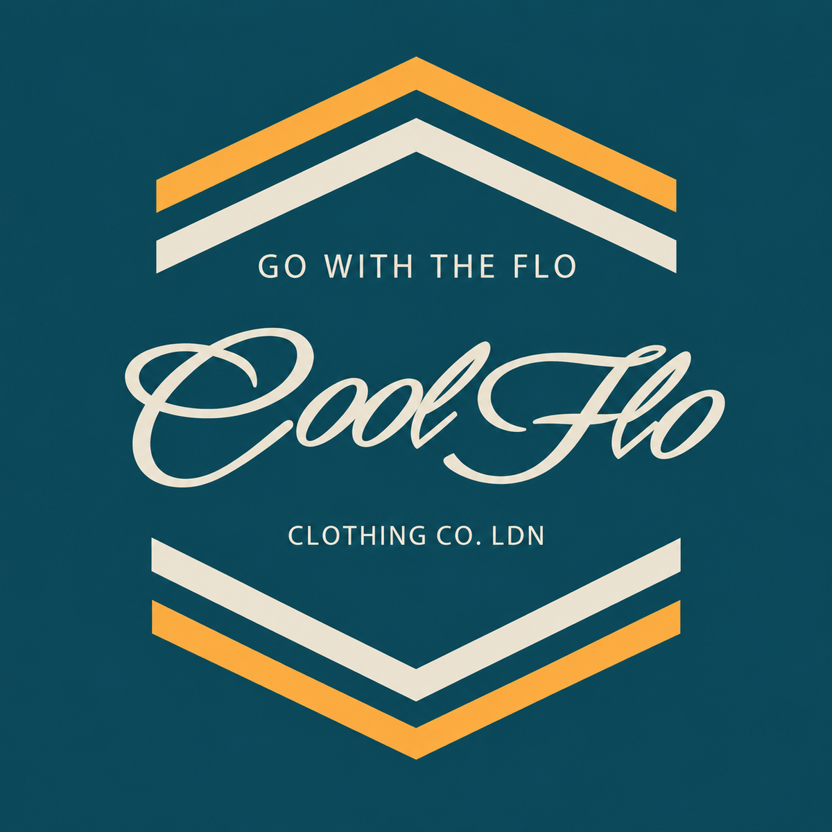 Cool Flo Chevron teal hoodie with cream and yellow chest print - rollover 