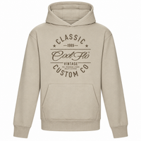 Cool Flo Classic Custom Co stone hoody with dark-brown print design