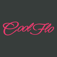 Fuschia Pink Cool Flo Script Logo on Anthracite Grey T-shirt