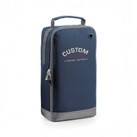 Cool Flo Custom Edition Detailer Bag in blue with silver custom embroidery and dark red logo, front view.
