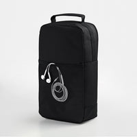 Black detailer bag with white custom build text and yellow embroidered Cool Flo logo_back view 