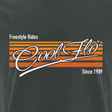 Cool Flo 'Freestyle Rides' charcoal tee-shirt with orange and white print.