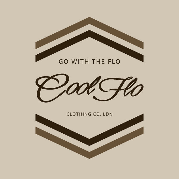 Cool Flo Go With The Flo stone hoodie with a bold two-tone brown 'Go With The Flo' chest print - close up.