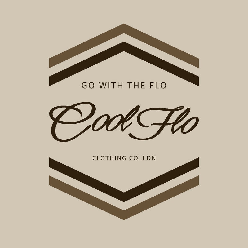 Cool Flo Go With The Flo stone hoodie with a bold two-tone brown 'Go With The Flo' chest print - close up.