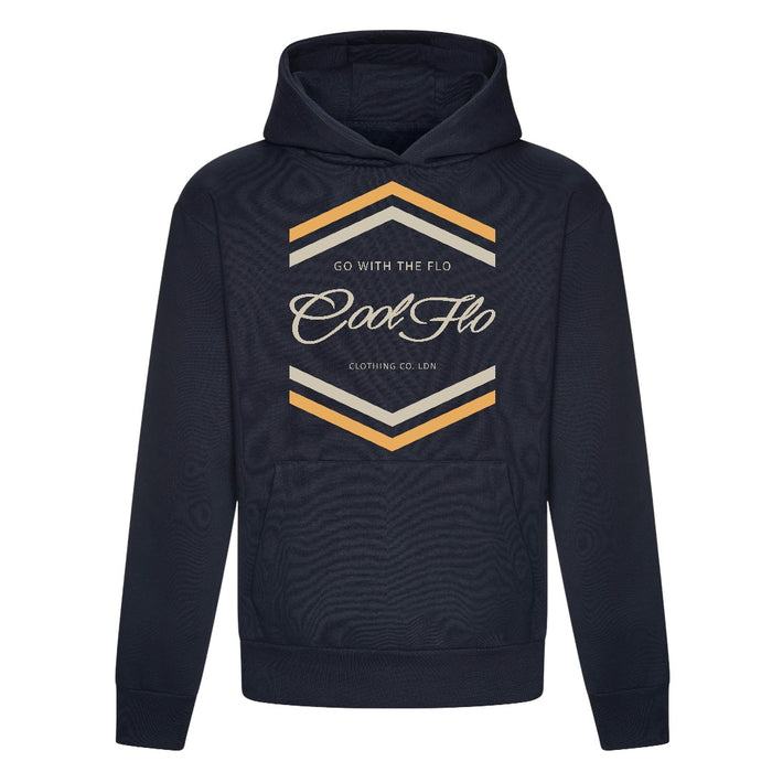 Cool Flo Go With The Flo navy blue hoodie with cream and yellow chest print