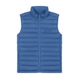 Blue gilet with matching Cool Flo script logo embroidered on the left.