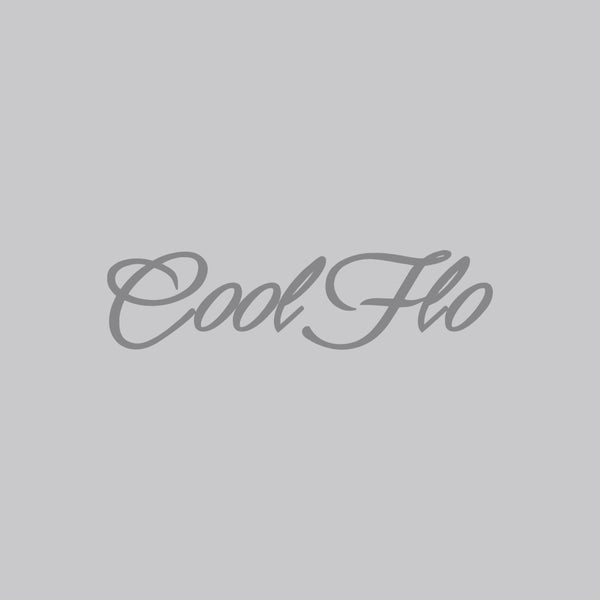 Close-up of Cool Flo grey sweatshirt with 3D darker grey high build embroidered script logo.