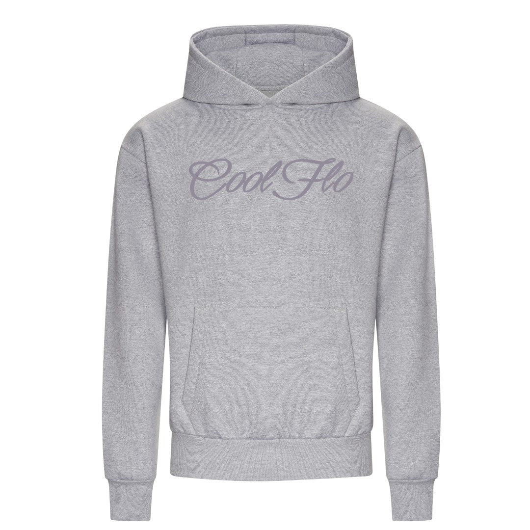 Cool Flo Grey hoody with 3D high build embroidered script logo.