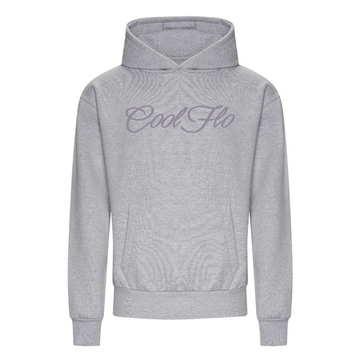 Cool Flo Grey hoody with 3D high build embroidered script logo.