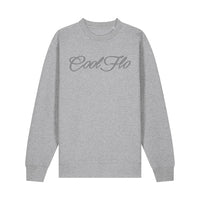 Cool Flo grey sweatshirt with 3D darker grey high build embroidered script logo.