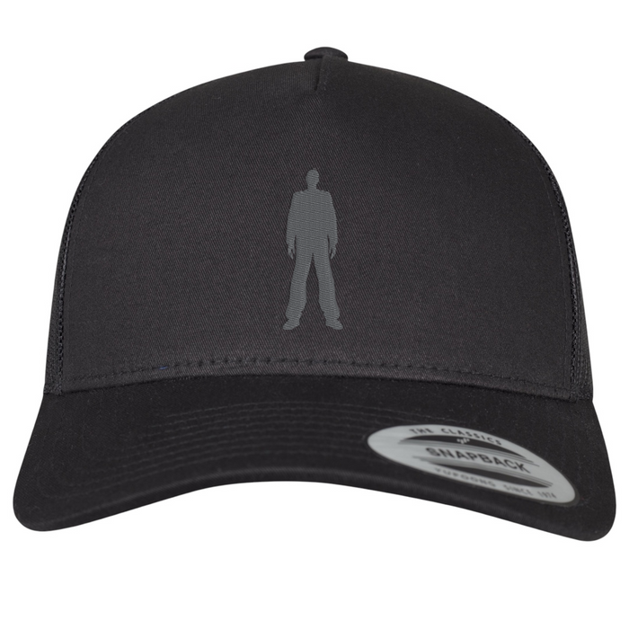 Leeroy Thornhill black 'Logo' trucker cap designed by Lena Thornhill.  Black cap with grey embroidered logo.