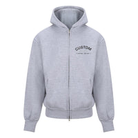 Cool Flo Custom Edition Heather Grey Zip Hoody with black and silver-grey left-chest embroidery.