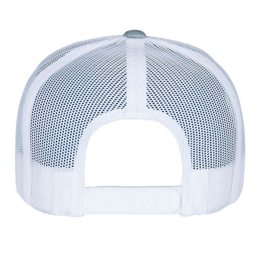 Rear view of retro trucker with snap adjuster for the perfect fit.
