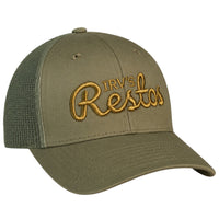 Buck trucker cap with tonal embroidered IRV's Restos logo - side view