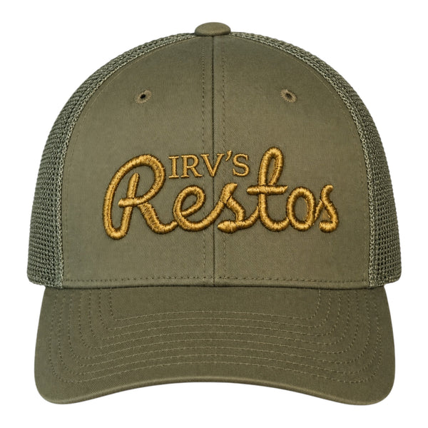 Buck trucker cap with tonal embroidered IRV's Restos logo - front view
