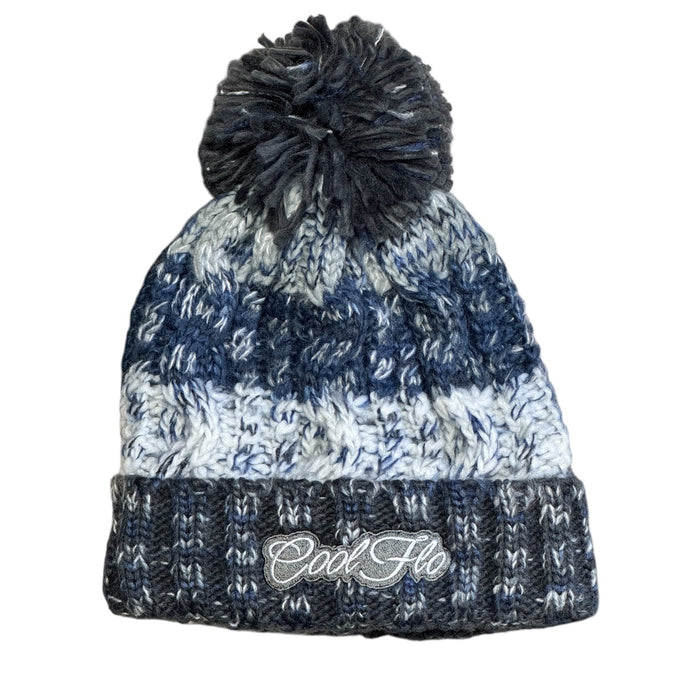 Cool Flo Morzine bobble hat in Midnight Summit colour way with an embroidered logo on the cuff.
