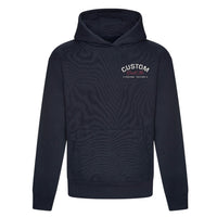 Cool Flo Custom Edition Pullover Hoody in Navy Blue with custom silver embroidery and dark red logo on left chest. 