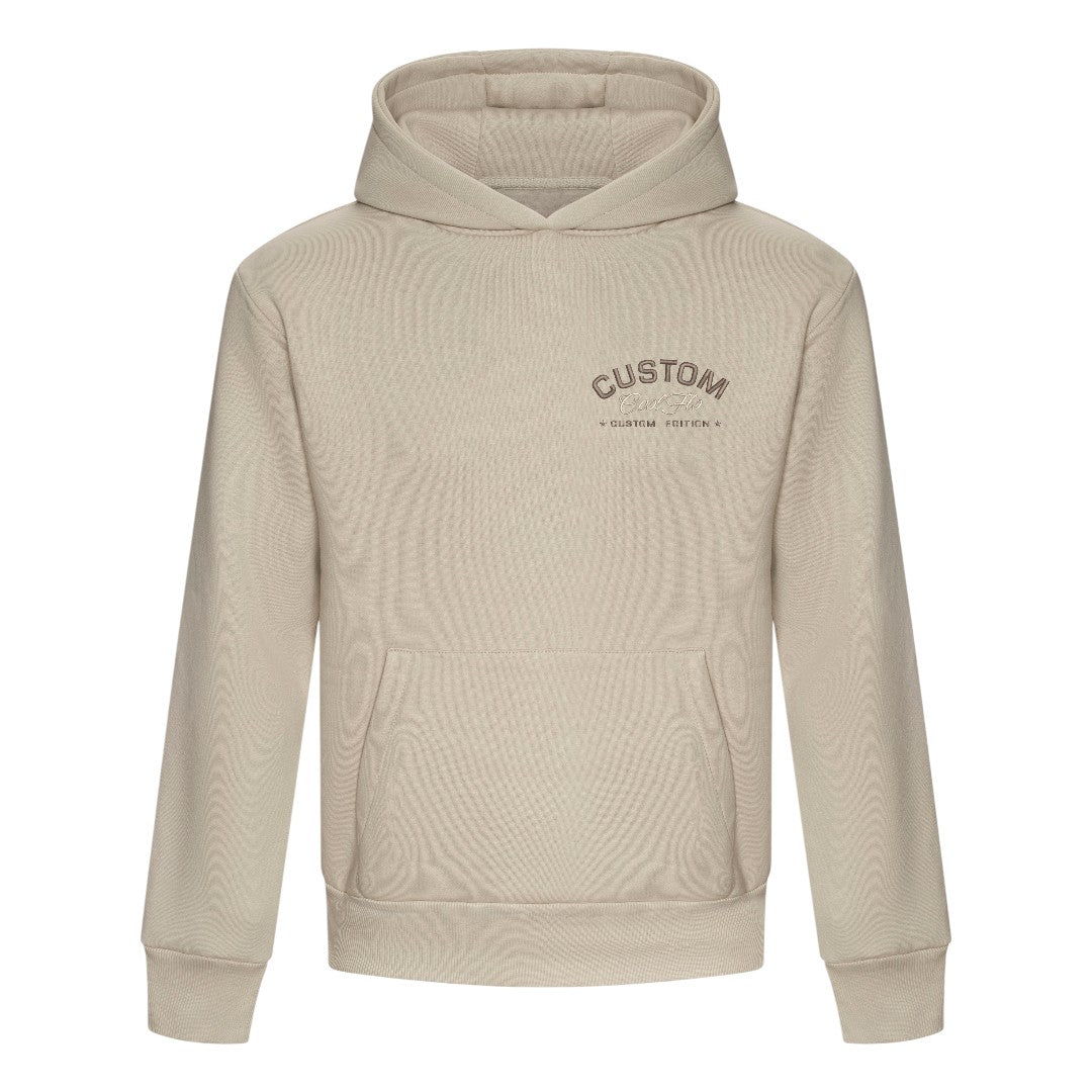 Cool Flo Custom Edition Pullover Natrual Stone Hoody with custom brown embroidery and tonal logo on left chest. 