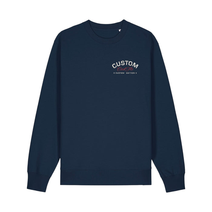 Cool Flo Custom Edition Navy Sweatshirt with Red and Silver embroidery on left chest.