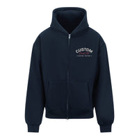 Cool Flo Custom Edition Navy Blue Zipped Hoody with red and silver left-chest embroidery.