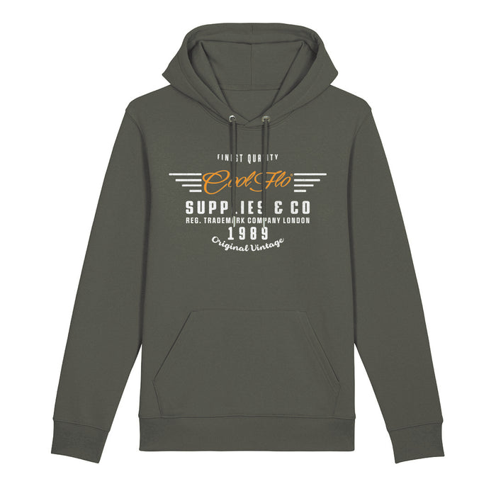 Cool Flo Graphic hoody design in orange and white on a khaki base. 1989 Original Vintage.