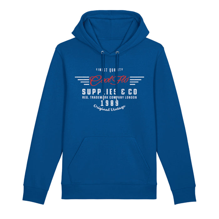 Cool Flo Graphic hoody design in red and white on a majorelle blue base. 1989 Original Vintage.