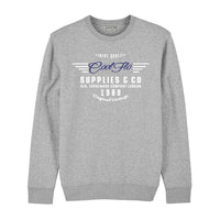 Cool Flo Graphic sweatshirt design in white and navy on a grey base. 1989 Original Vintage.