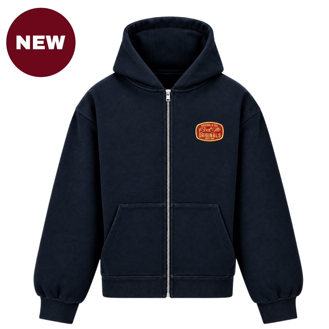 Cool Flo Originals Badge Zip Hoody - Navy