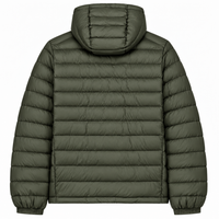 Back view of the Cool Flo Puffer Jacket in Khaki, showing the hood and quilted finish.